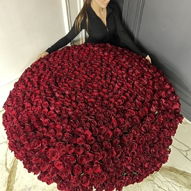 Композиция из 701 красной розы в корзине