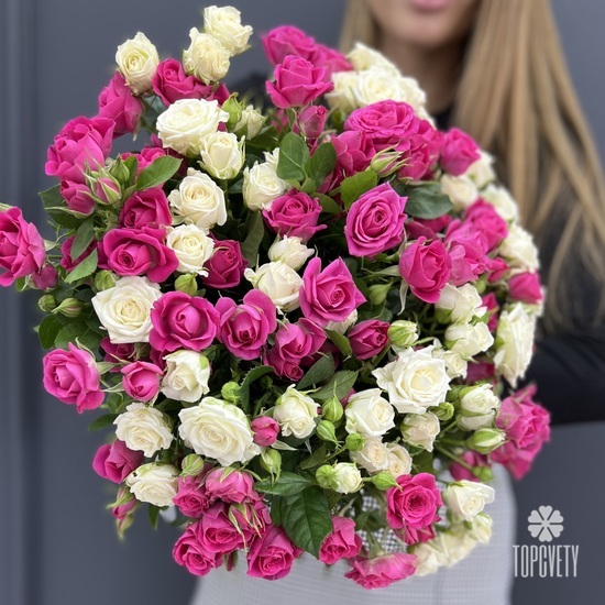 Букет из 35 кустовых роз микс 50см