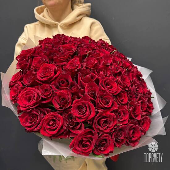 Букет из 101 красных роз Кения 50см 
