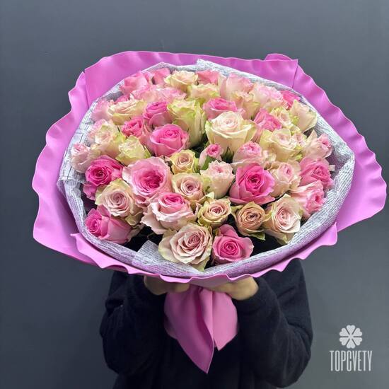 Букет из 51 розы микс Кения 50см