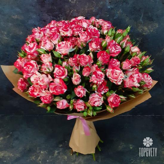 Букет из 15 кустовых роз 50см