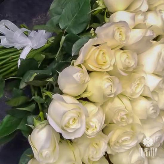 Букет из 51 белой розы Тибет 50см