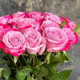 Букет из 19 сиреневых роз Дип Перпл 50см