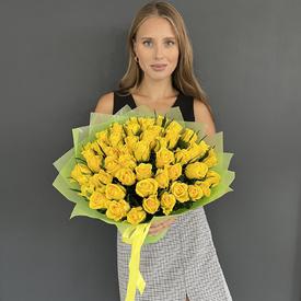 Букет из 51 желтой розы 35см