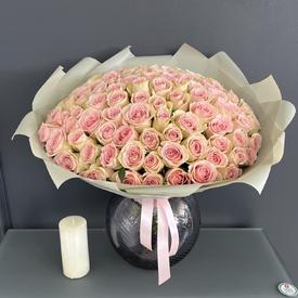 Букет из 101 розовой розы 40см