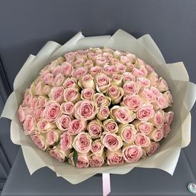 Букет из 101 розовой розы 40см