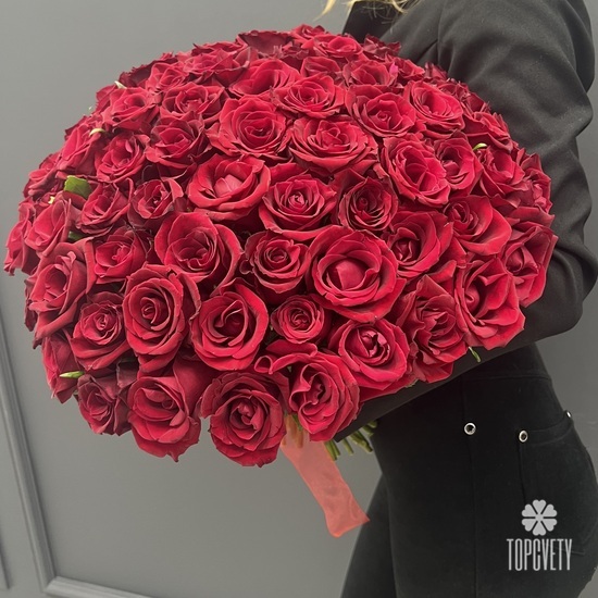 Букет из 101 красной розы Кения 40см