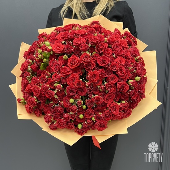 Букет из 101 красной кустовой розы  40см